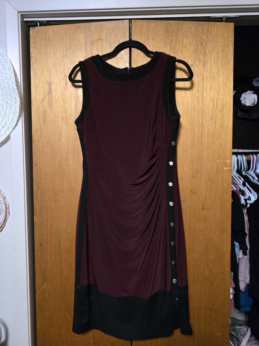 Ralph Lauren Wine and Black Sleeveless Sheath Dress
